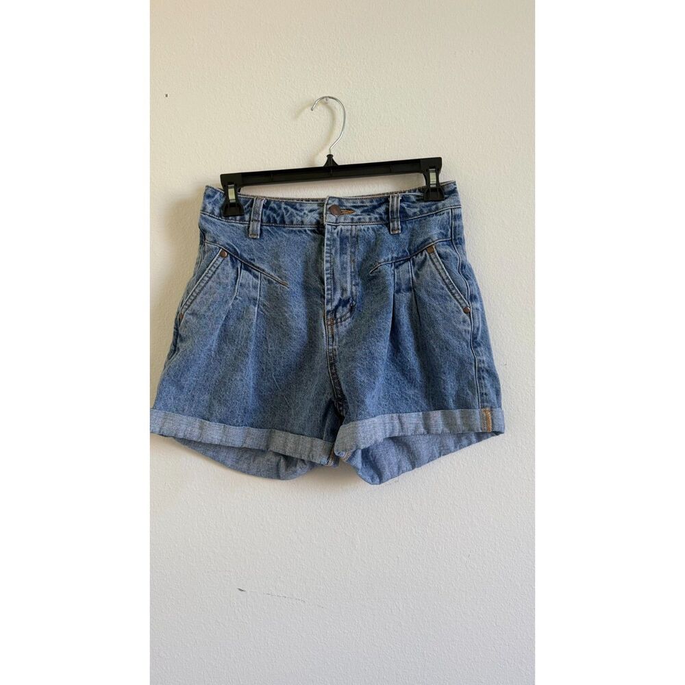 mable Womens Denim Shorts Small High Rise Pleated Cuffed Mom Jean Shorts Vintage